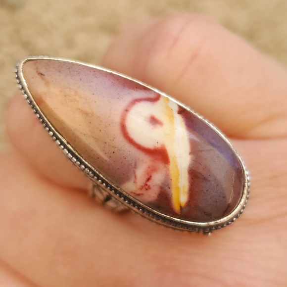 New Oversized Mookaite Jasper 925 Silver Statement Ring. - Picture 12 of 16